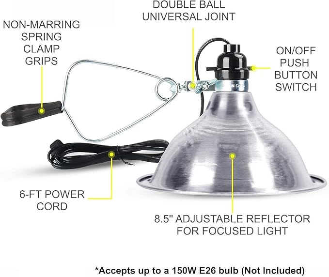 Simple Deluxe PTCLAMCR150MCTRL 150W Reptile Heat Bulb & 150W Clamp Light with 8.5" Reflector & Digital Thermostat Controller Combo Set, Black SimpleDeluxe