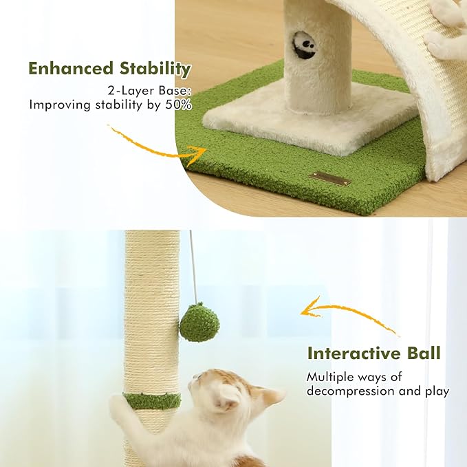 Cat Scratching Post, 35" Tall Cat Scratcher Kitten Scratch Post with Sisal Rope for Indoor Cats Claw Scratcher, Cat Tree with Dangling Ball for Kitties and Cats - PAWPICO