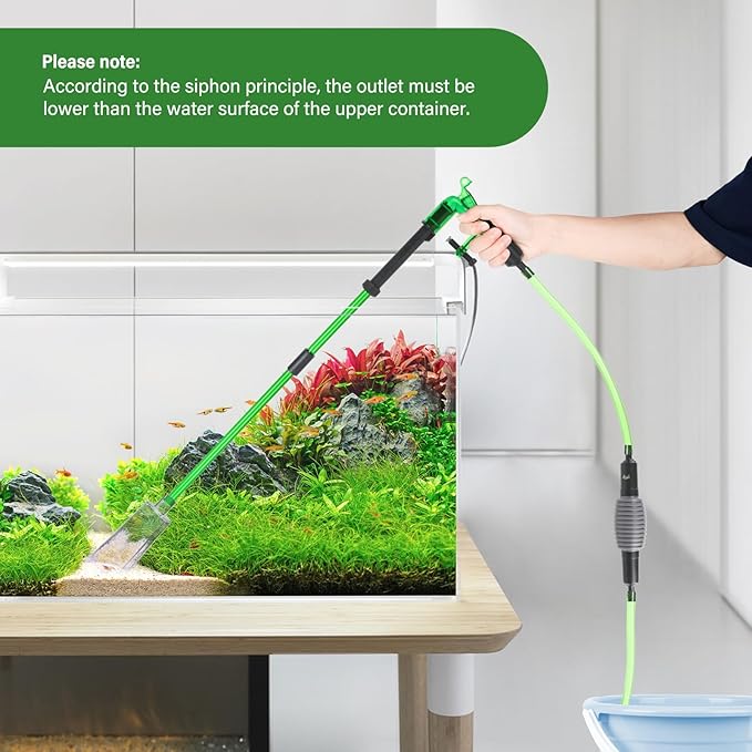 AQQA Aquarium Siphon Gravel Vacuum Fish Tank Cleaner kit,Stress Ball Python Water Changer,Extendable Length and Fixed On Fish Tank,Manually Water Changer Wash Sand (L) AQQA
