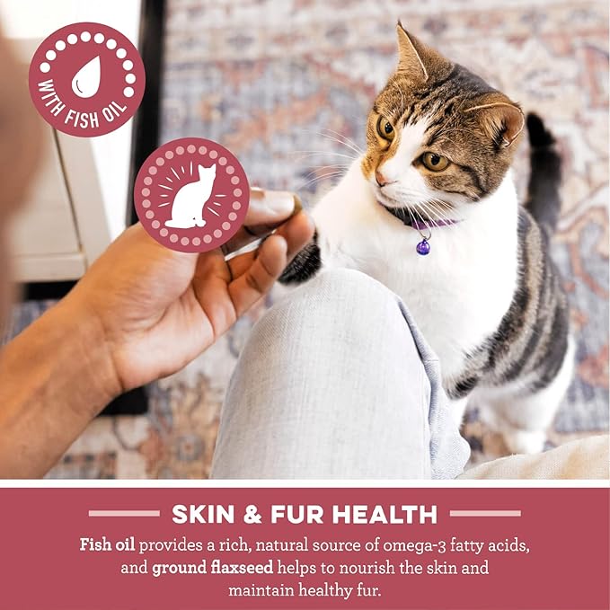 FELINE GREENIES SMARTBITES Skin & Fur Health Crunchy and Soft Textured Adult Natural Cat Treats, Chicken Flavor, 16 oz. Tub GREENIES