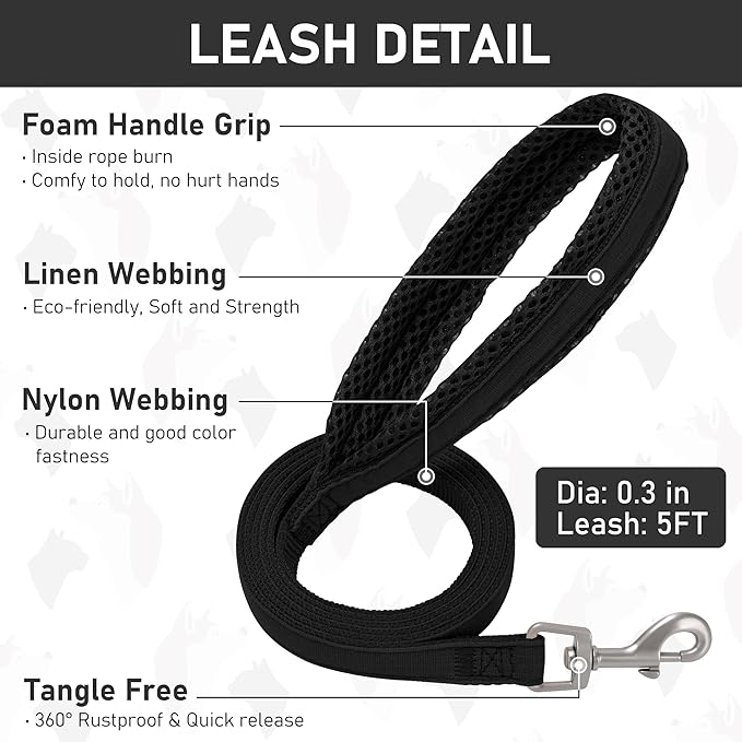 GAMUDA Small Dog Harness Collar and Leash Set, Step in No Chock No Pull Linen Fabric Soft Mesh Dog Vest Harnesses Reflective for Dogs Puppy Cats Kitten Rabbit (Black, XL) GAMUDACollarsCollection