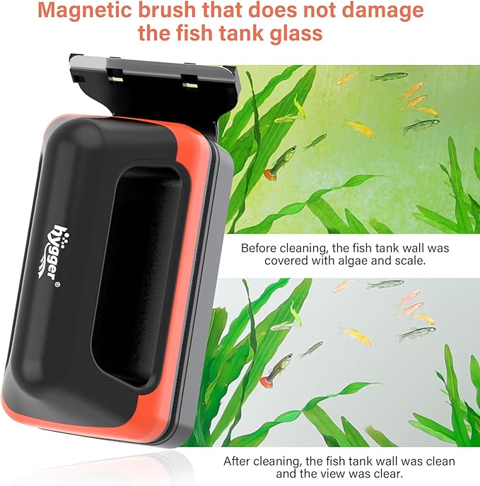 hygger Fish Tank Magnetic Glass Cleaner Two Detachable Algae Scraper for Aquarium Fish Tank,Floating Scrubber Brush Glass Algae Magnet Cleaning Tool for Large Aquariums Tank hygger