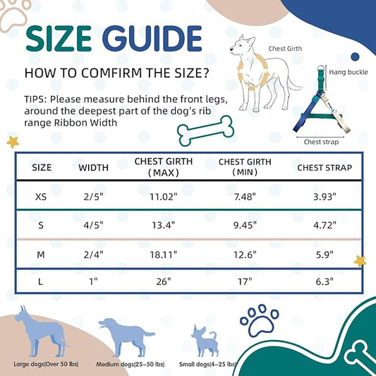 Tri-Color Dog Harness, Adjustable Step-in Design no Pull Dog Harness for Small Dogs, Heavy Duty Puppy Harness, Easy for Walking Dog Harness for Small Dogs, xs Dog Harness Green Blue White Pawhuggies