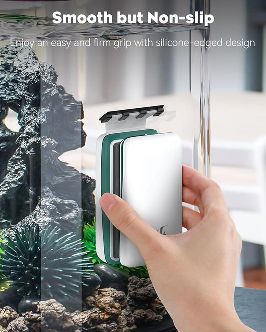 Pawfly Strong Magnetic Fish Tank Cleaner Aquarium Magnetic Glass Cleaner Brush with 2 Detachable Scrapers, Floating Scrubber Brush Cleaning Tool for 1/4-1/2 Inch Thick Glass Pawfly