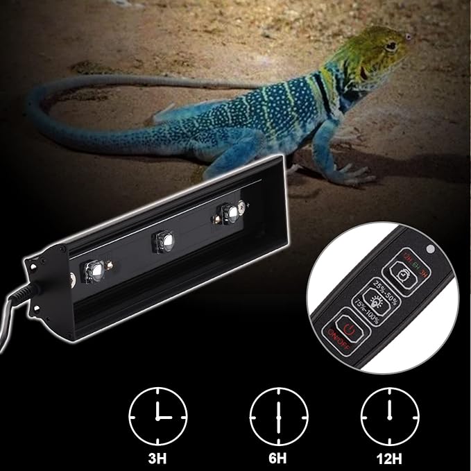 Aiicioo Reptile LED UVB Light - LED Terrarium Light with 3 Timing Function UVB Lamp UVB Bulb 4-Level Brightness Adjustable Lighting for Bearded Dragon Turtle Lizard (watts, 4) AIICIOO