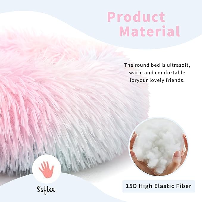 Guinea Pig Bed for Cage Plush Calming Hideout, Warm Rabbit Bed for Hamsters Hedgehogs Ferrets Dwarf Rabbits and Other Small Animals 11.8 inch Rainbow - PAWPICO