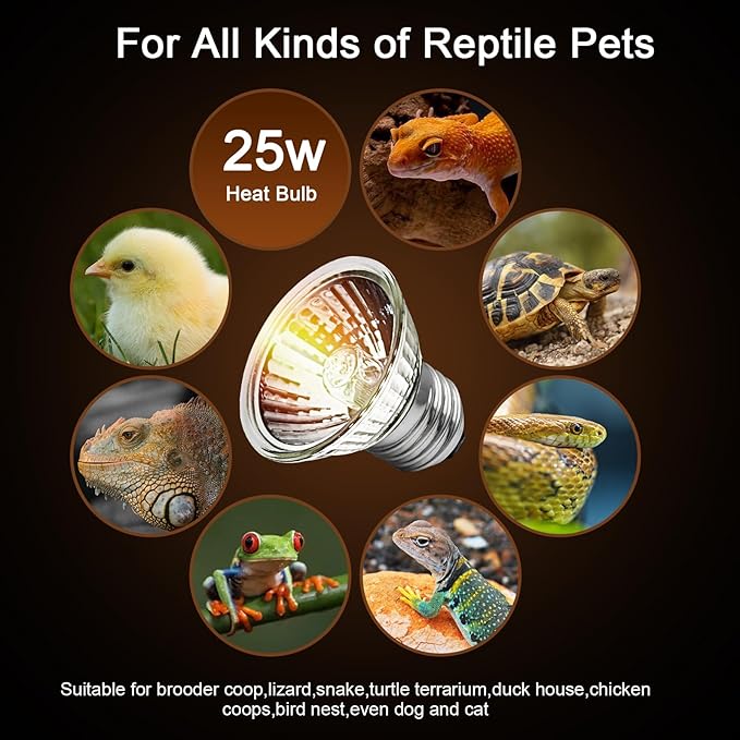 4-Pack 25W UVA UVB Bulbs, Fit E26 Heat Reptile Lamp, Light Turtle Heat Lamp for Reptiles and Amphibian Tanks, Terrariums and Cages, Works with Various Lamp Fixtures Lachesan