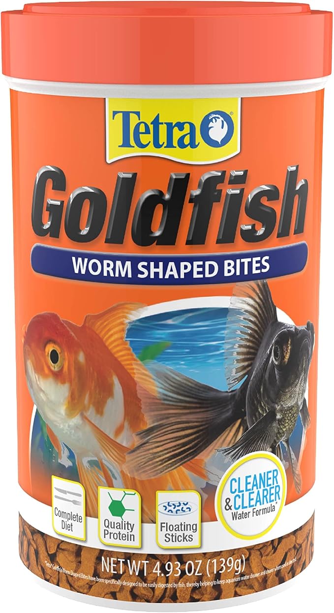 Tetra Pond Tetra Goldfish Worm Shaped Bites Fish Food, 4.93 Oz., Complete Food for All Goldfish Tetra+Pond