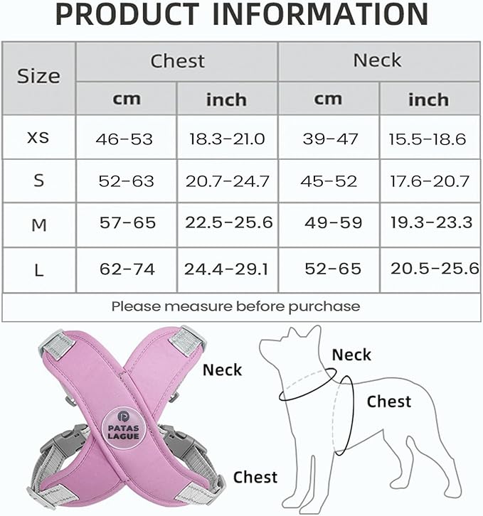 Patas Lague Dog Harness with Leash Set Adjustable Soft Padded Step-in Dog Vest No Choke No Pull Reflective for Small Medium Pets with Poop Bags and Dispenser, Solid and No-chew, Purple S PatasLague