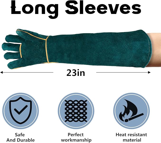 Animal Handling Gloves Bite Proof with 40inch Collapsible Snake Hook,Suitable for Falcon Dog Cat Bird Reptile Snake Surfante