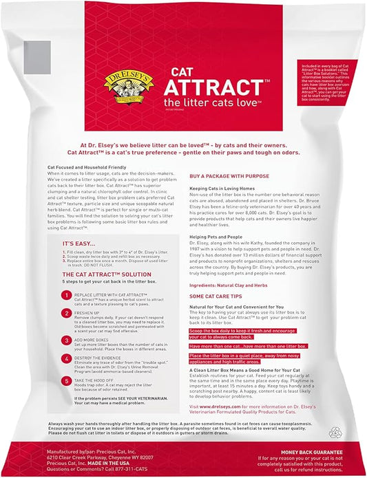 Dr. Elsey's Premium Clumping Cat Litter - Cat Attract - 99% Dust-Free, Low Tracking, Hard Clumping, Superior Odor Control, Natural Herbal Attractant, Unscented & Natural Ingredients, 40 lb - PAWPICO