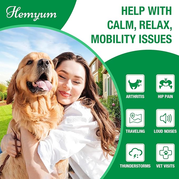 Pet Hemp Oil for Dogs and Cats - Organic Hemp Extract Drops, Sleep Aid Anxiety, Stress, Hip & Joint Pain Relief, Dog Calming Treats Rich in Omega 3-6-9 - Natural Pet Hemp Oil Hemyum