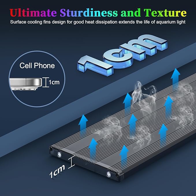 Aquarium Light for Fish Tank, Full Spectrum LED Aquarium Light for Plants, Adjustable Brightness, Timer Auto On/Off, White Blue Red Green Pink LEDs with Extendable Brackets for 48-54 Inch Tanks KINGDANS