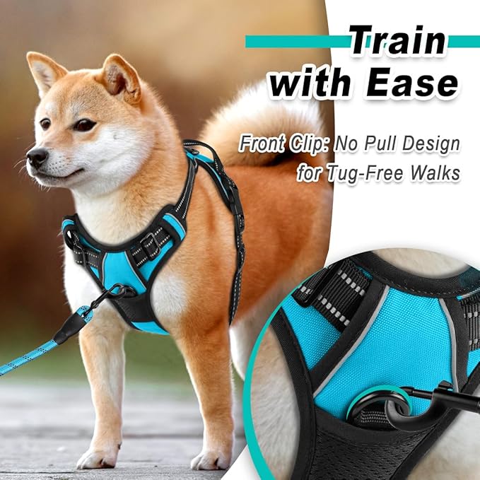 BARKBAY Dog Harness No-Pull Pet Harness Adjustable Outdoor Pet Vest 3M Reflective Oxford Material Vest for Dogs Easy Control for Small Medium Large blue Dogs (M) BARKBAY
