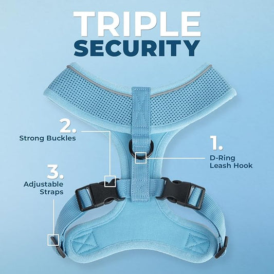 Voyager Aerolite No Pull Mesh Dog Harness with Lightweight, Soft, Breathable, Reflective Stitching, and Adjustable Straps for Walking, Running, Training, Heavy Duty and Durable - Baby Blue, M BestPetSuppliesLLC