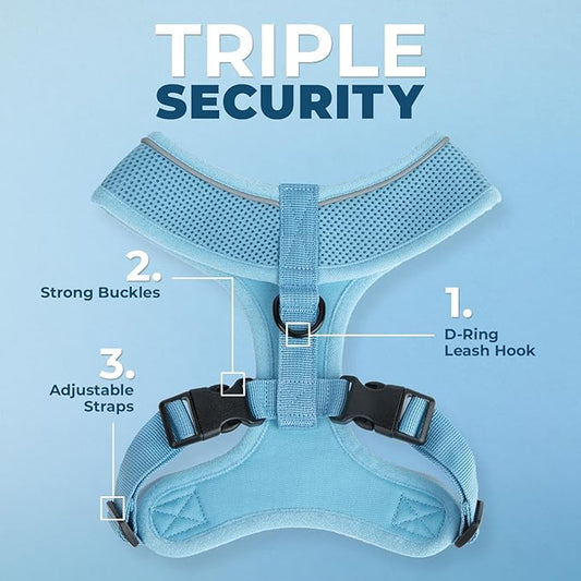 Voyager Aerolite No Pull Mesh Dog Harness with Lightweight, Soft, Breathable, Reflective Stitching, and Adjustable Straps for Walking, Running, Training, Heavy Duty and Durable - Baby Blue, L BestPetSuppliesLLC