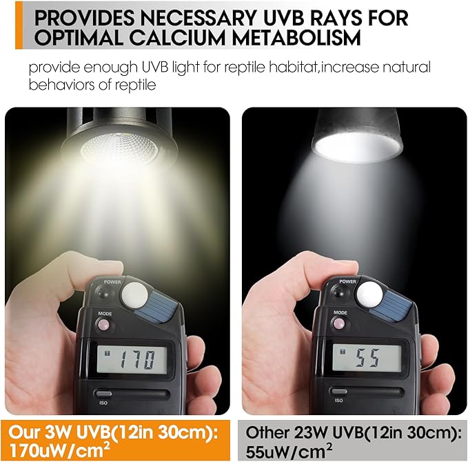 Premium UVB Reptile Light Full Spectrum for Optimal Calcium Metabolism,Desert 10.0 Bulb 3W UVA UVB Ideal for Desert-Dwelling Reptiles Bearded Dragons Tortoises GeeKoit