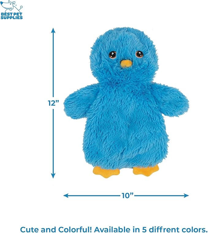 Best Pet Supplies Chicken Crinkle Plush Dog Toys for Interactive Play, Puppy and Senior Indoor Play, Colorful Chicken Toy Shape, Cute and Cuddly - Crinkle Chicken (Blue) - PAWPICO