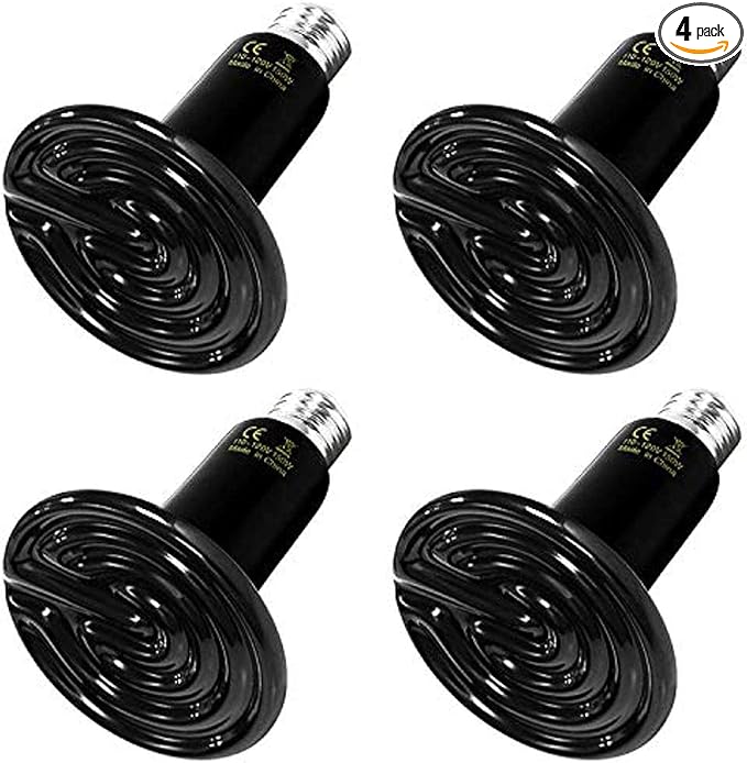 HealSmart Reptile Heat Lamp Bulb Ceramic Heat Emitter 100W No Light Emitting Brooder Coop Heater for Amphibian Pet & Incubating Chicken, Black HealSmart
