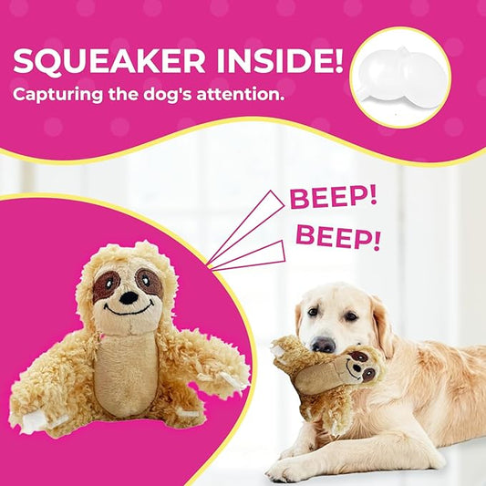 Sloth Dog Toy, Dog Squeaky Toy, Tree with Hide and Squeak Plush Toys for Dogs, Toy, Puzzle Toy for Small and Medium Size Dogs. (3 Pack: Replacement Animals, Sloth) - PAWPICO