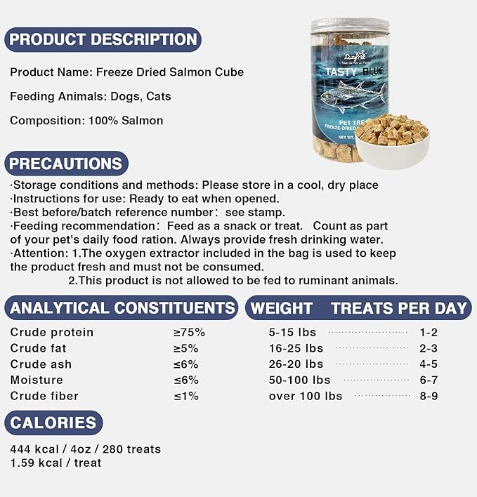 Freeze-Dried Salmon Training Raw Single Ingredient Cat Treats, Solve Pet's Picky Eating Problem(Salmon) - PAWPICO