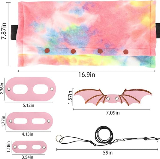 Bearded Dragon Carrier and Leash Harness with Wings, Small Animal Sling Carrier and Reptile Carrier, Lizard Adjustable Harness and Sling Bag for Outdoor Travel Walking Rest Esmorah