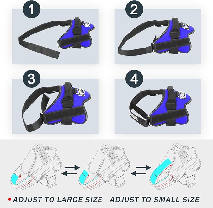 Bolux Dog Harness, No-Pull Reflective Dog Vest, Breathable Adjustable Pet Harness with Handle for Outdoor Walking - No More Pulling, Tugging or Choking (Blue, XXL) Bolux