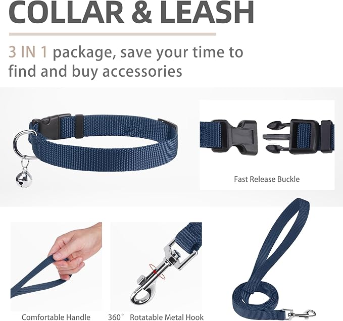 PUPTECK Adjustable Dog Harness Collar and Leash Set Step in No Pull Pet Harness for Small Medium Dogs Puppy and Cats Outdoor Walking Running, Soft Mesh Padded Reflective Vest Harnesses PUPTECK