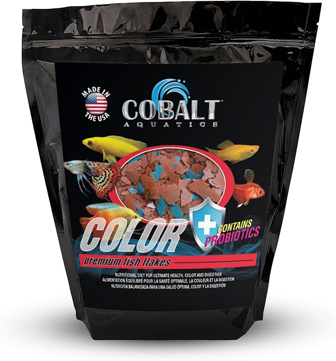 Cobalt Aquatics Color Enhancing Flakes with Probiotics, 16 oz - Ideal for All Tropical Fish - Enhances Health & Vibrant Colors - for Fish Aquariums COBALTAQUATICS