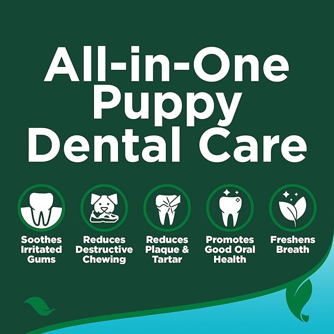 Vet’s Best Puppy Dental Kit – Toothbrush & Toothpaste for Puppies – Helps Soothe Irritated Gums During Teething, Freshens Breath, Prevent Plaque & Tartar - Natural Peanut Butter Flavor VetsBest
