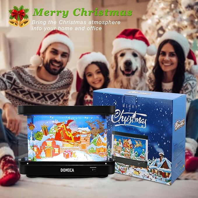 DOMICA Christmas Decorations Home Decor, Xmas Night Light with Timer for Bedroom, Reindeers Santa Claus Snowman Gingerbread Snow House, Christmas Gifts LED Table Light Table Lamp Indoor DOMICA