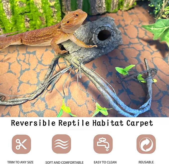 BNOSDM Reptile Carpet Pet Desert Mat Terrarium Liner Bedding Mats Reversible Substrate for Lizard Gecko Tortoise Snake Chameleon Bearded Dragon 39.3x19.6IN BNOSDM