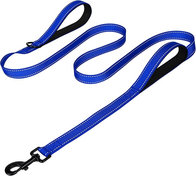 Joytale Dog Leash Heavy Duty for Large Dogs That Pull, Double Handle for Traffic Control, Double-Sided Reflective Leashes for Large Medium Dogs Night Safety, 5FT, Royal Blue Joytale
