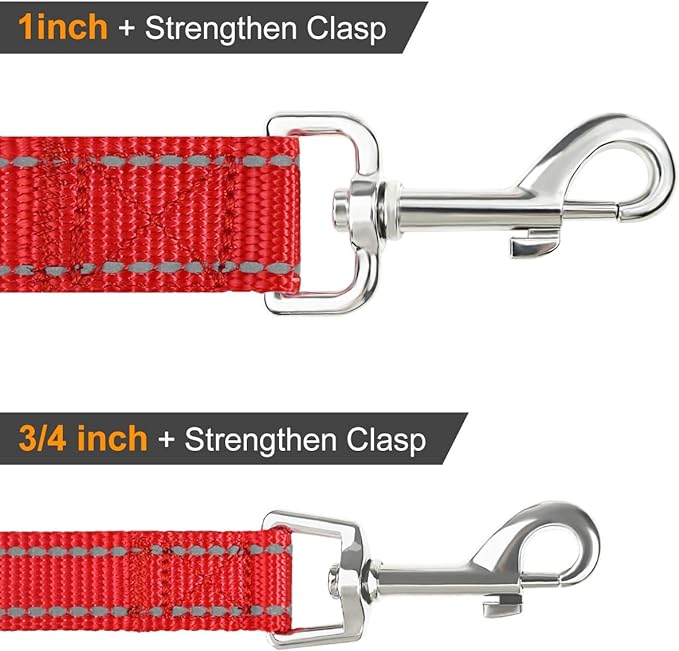 Joytale Double-Sided Reflective Dog Leash, 6 FT/5 FT/4 FT, Padded Handle Nylon Heavy Duty Leashes for Small & Medium Dogs Walking, Red, 5FT Joytale