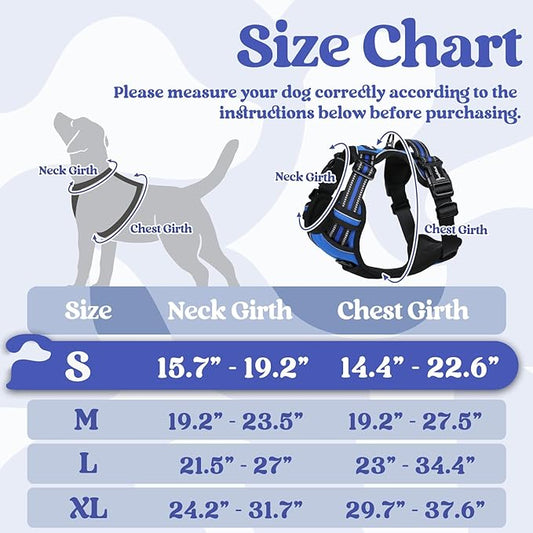rabbitgoo Dog Harness Small Sized, No Pull Pet Harness with 3 Buckles, Adjustable Soft Padded Pooch Vest with Instant Control Handle, Easy Walking Reflective Pet Vest for Small Dogs, Blue, S rabbitgoo