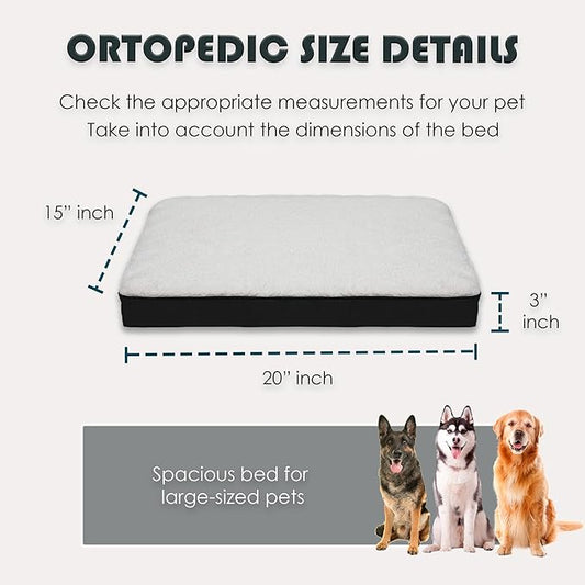 Orthopedic Dog Bed, Memory Foam Revisable Two Side with Washable Removable Cover, Small 20”x15” - PAWPICO