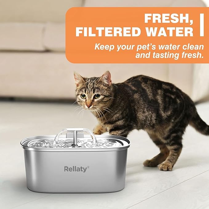 Cat Water Fountain Stainless Steel 8 Filters Replacement & 8 Pre-Filter Sponges - PAWPICO