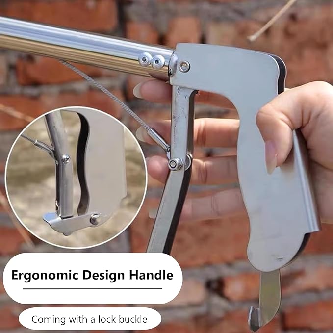 50" Snake Tongs Collapsible Grabber Tool, Professional Reptile Snake Catcher, 3 Foldable Sections Snake Hook,Stainless Steel Snake Pole Handling Tools - PAWPICO