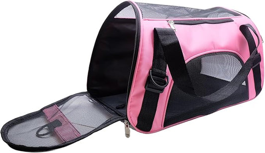 Cat Carrier,Soft-Sided Pet Travel Carrier for Cats,Dogs Puppy Comfort Portable Foldable Pet Bag Airline Approved (Medium-LightPink) - PAWPICO