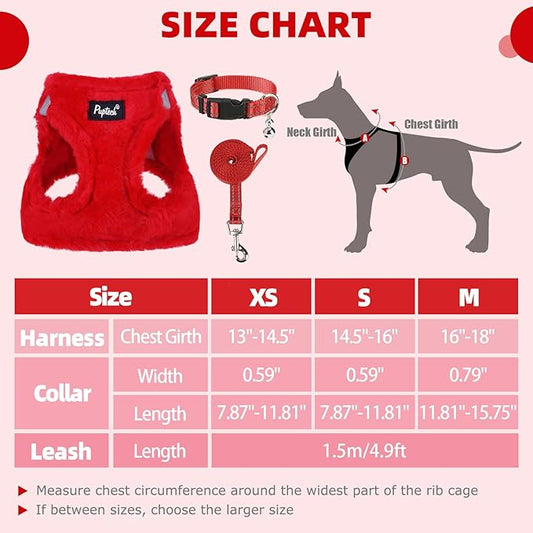 PUPTECK Adjustable Dog Harness Collar and Leash Set Step in No Pull Pet Harness for Small Medium Dogs Puppy and Cats Outdoor Walking Running, Soft Mesh Padded Reflective Vest Harnesses, Red M PUPTECK