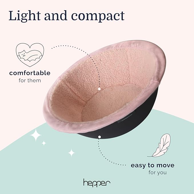 Hepper Cat Nest - Washable Cat Bed with Removable Fluffy Fleece Liner - Cozy Comfy Calming Cat Bed Round Shape - Cat Warming Bed - Donut Cat Bed Desk Ready - Small Cat Bed for Indoor Cats (Grey/Pink) - PAWPICO