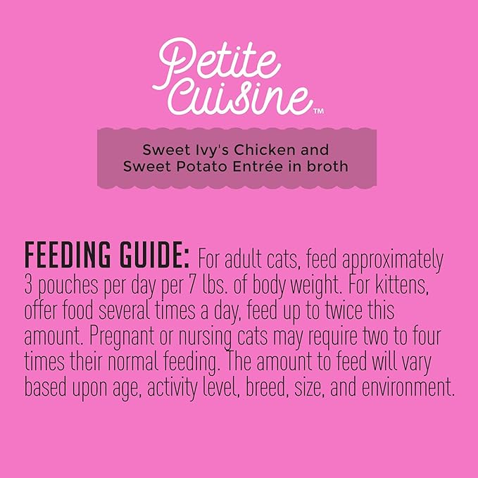 PETITE CUISINE Sweet Ivy's Wet Cat Food, Chicken and Sweet Potatoes, 2.8 oz. Cans (24 Count) - PAWPICO