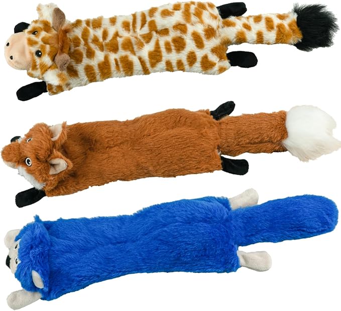 SHARLOVY Dog Squeaky Toys No Stuffing 3 Pack Dog Toys for Small Dog Toys Crinkle Dog Toys Durable Dog Chew Toys Plush Cute Animals Puppy Toys for Teething Pet Toys - PAWPICO