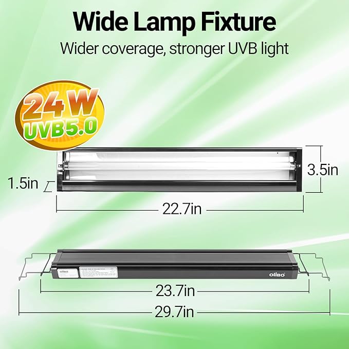 Oiibo T5 HO Reptile Light Fixture UVB Lighting Combo Kit, Reptiles Terrarium Lamp Hood Light Fixture Include UVB 5.0 Rainforest Reptile Light for Chameleon Arboreal Geckos Lizard (24W) OIIBO