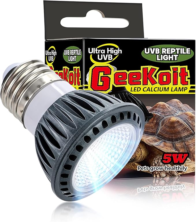 Premium High-Intensity UVB Reptile Light for Optimal Calcium Metabolism,5-Watt 10.0 Desert UVB Light Ideal for Desert-Dwelling Reptiles Bearded Dragons Tortoises (Desert 10.0 UVB) GeeKoit