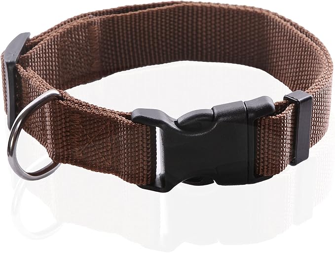 Adjustable Nylon Dog Collar, pet Collar 1 Inch 3/4 Inch 5/8 Inch Wide, for Large Medium Small Dogs (L(1" x 16-23"), Brown) TAIDA
