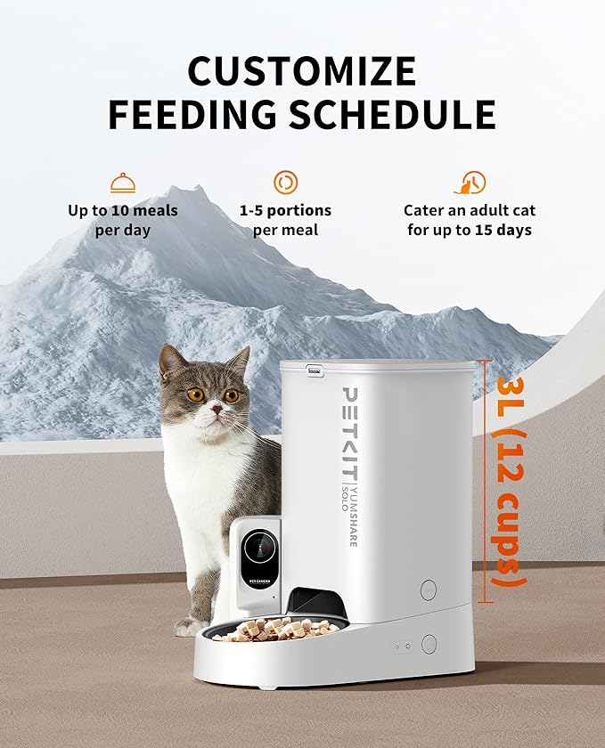 PETKIT Automatic Pet Feeder with Camera, 1080P HD Video with Night Vision, 2.4G WiFi Cat Dog Feeder with 2-Way Audio,Smart App Control Pet Dry Food Dispenser for Cats and Dogs with Non-Stick Food Bowl - PAWPICO
