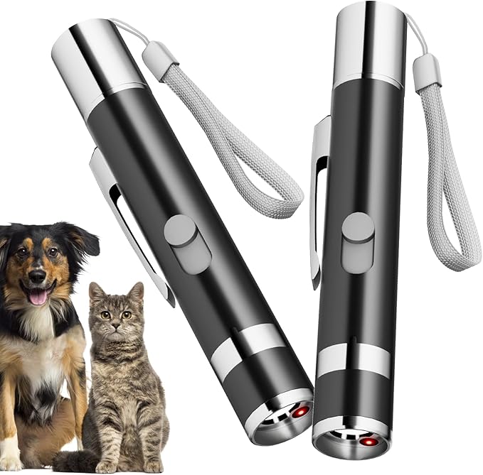 2 Pack Cat Toys, Cat Toy Red Pointer for Indoor, Rechargeable, 5 Adjustable Patterns, 3 Modes Training Chaser Pet Toy Pointer, Interactive Pet Cat/Dog Toy for Cats Fun Playing Exercise(Black) - PAWPICO