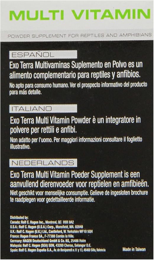 Exo Terra Multi Vitamin Powder Supplement for Reptiles & Amphibians - Balanced Blend of Vitamins, Minerals, Amino Acids & Trace Elements - Supports Growth, Reproduction & Vital Functions 1.1 oz ExoTerra
