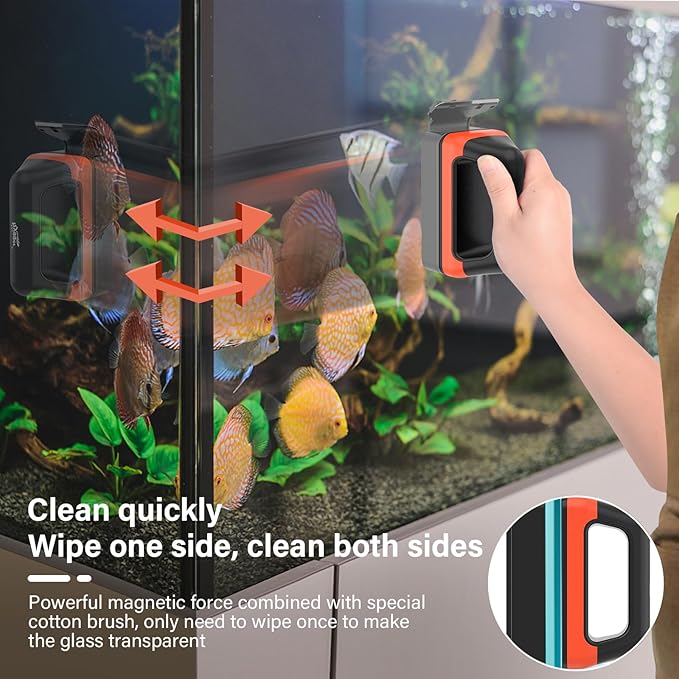 hygger Fish Tank Magnetic Glass Cleaner Two Detachable Algae Scraper for Aquarium Fish Tank,Floating Scrubber Brush Glass Algae Magnet Cleaning Tool for Large Aquariums Tank hygger